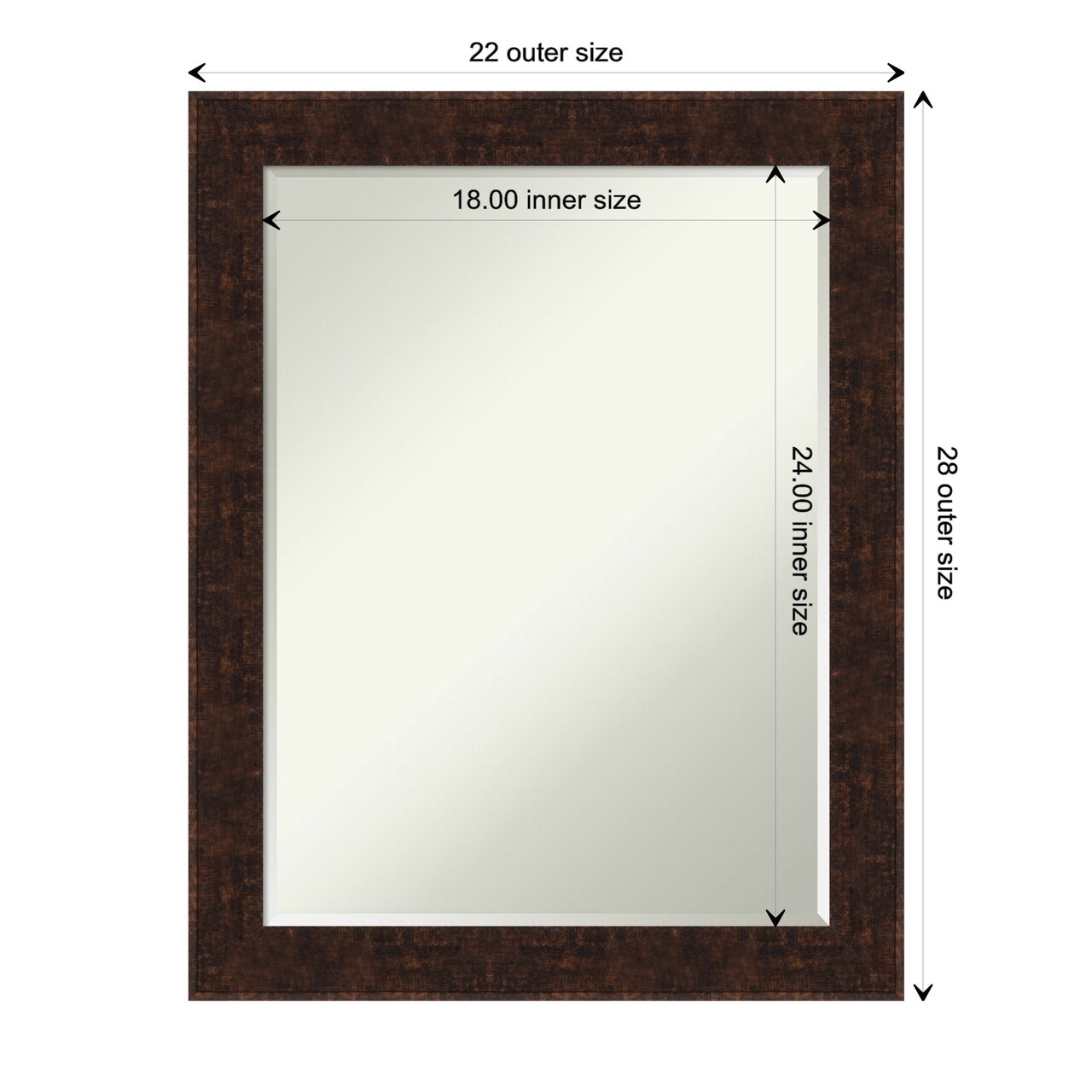 Petite Bevel Wall Mirror, William Mottled Bronze Narrow Frame